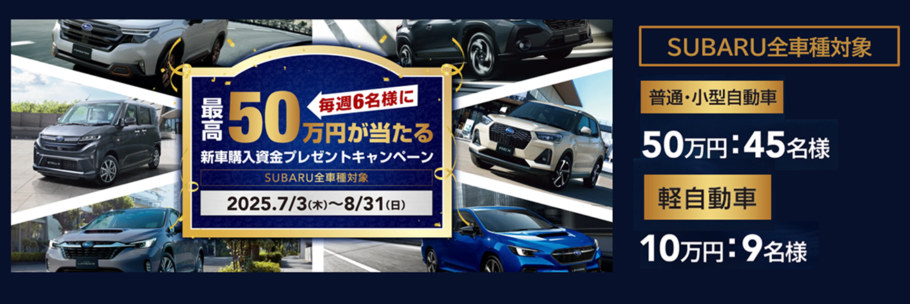最高50万円が当たる 新車購入資金プレゼントキャンペーン
